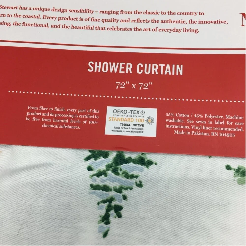 Martha Stewart Christmas Santa Claus Snowman Shower Curtain Sleigh Woods Holiday